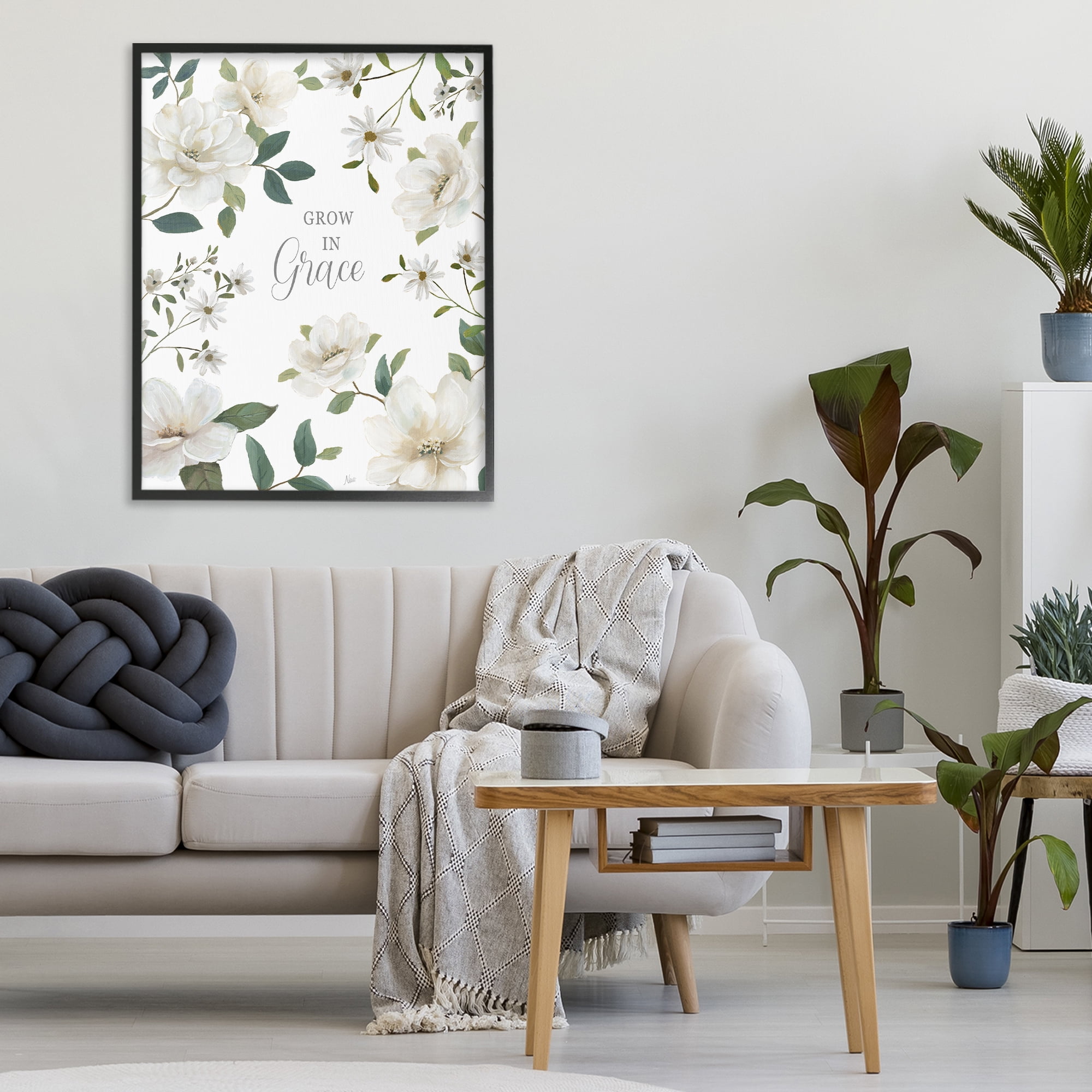 Stupell Industries Floral Grow In Grace Black Framed Giclee Art, design by Nan