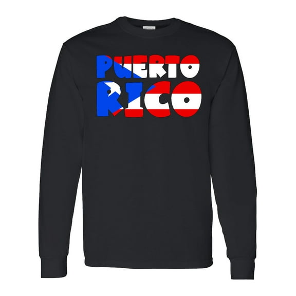 Inktastic Puerto Rico Flag in Text Long Sleeve T-Shirt