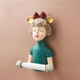 thumbnail image 1 of Cute Girl Portar de Papel Higiénico, Figurita de Resina Soporte de Papel Higiénico Montaje en Pared, Organizador de Almacenamiento de Pañuelos P Soledad Portarrollos de papel higiénico, 1 of 9