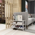 thumbnail image 6 of Quiqear 3-Tier Shoe Rack, Stackable Bamboo Shoe Shelf, 12 Pairs Storage Organizer for Shoes, White, 6 of 10