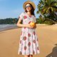 thumbnail image 4 of Easygdp Strawberry Floral para Vestido Transpirable de Mujer, Vestido Suelto de Manga Corta con Pliegues y Bolsillos para el Verano, 4 of 6