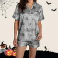 thumbnail image 4 of Satin Pajama Sets for Women – Elegant Sleepwear, Soft & Cool 2 Piece Lounge Sets Comfortable Women Pajama Sets For Halloween Stylish Round Neck Design With Decorative Pattern For Fall, 4 of 7