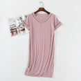 thumbnail image 2 of Kaemgyyd Nightgowns for Women Summer Loose Soft Night Shirts Flowy Short Sleeve Sleep Shirts V Neck Sleepwear Pajama Dress, 2 of 7