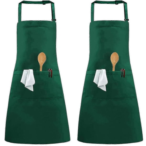 2 Pack Aprons, Adjustable Neck Chef Apron With 2 Pockets Kitchen Cooking Apron For Women Men Home Baking Gardening cy