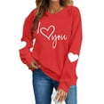 thumbnail image 2 of Avrnliq Womens Red I Love You Valentine's Day Sweatshirt Oversized Casual Crewneck Long Sleeve Gift for Her Girlfriend Wife,Size M, 2 of 9