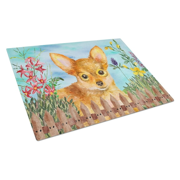 Toy Terrier Spring Glass Cutting Board Large