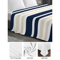 thumbnail image 6 of Navy Blue Khaki Striped King Size Flat Sheet, Wrinkleproof & Fadeproof Cooling Flat Bed Sheet Only, Gradient Horizontal Lines Breathable Soft Bedding Top Sheets 105 x 98 Inches, 6 of 8