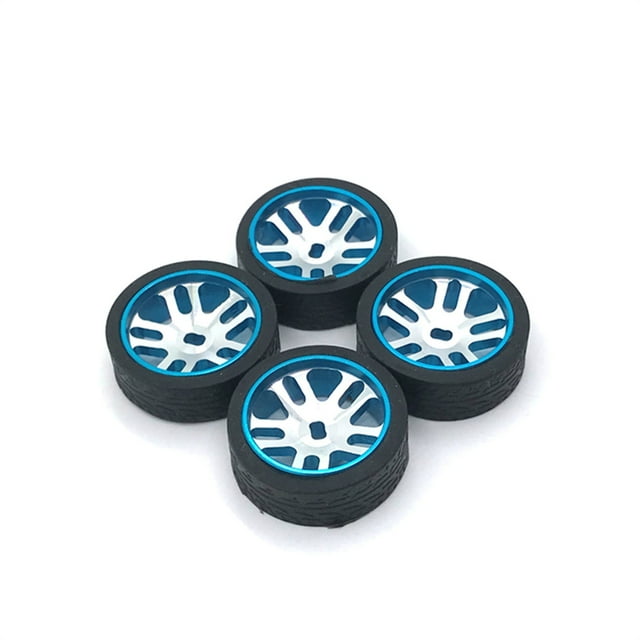 Ounissouiy 4 Uds 1/28 neumático de carreras de Control remoto reemplazo de Metal pieza de neumáticos modificados suministros de repuesto para WLtoys k969 Kits de construcción modelo Azul Ounissouiy FN009858-01