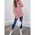thumbnail image 5 of Women Crewneck Sweaters Long Sleeve Knit Pullover Sweater Casual Fall Tops Pink L, 5 of 8