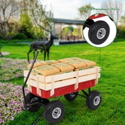 Garden Wagon Cart,Gorilla Cart, Wheelbarrow,Beach Wagon with Big Wheels for Sand,Garden Iron Wood Four Wheel Garden Wagon,97x43x78cm
