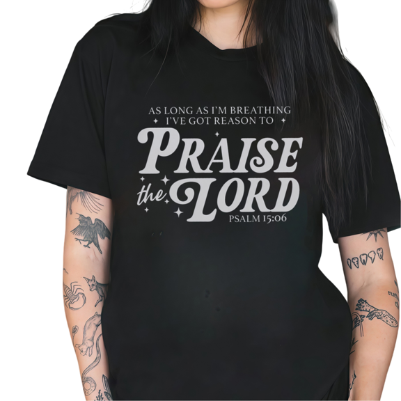Cozymy Women's "Praise the Lord Psalm 15:06" Christian Quote Graphic Short Sleeve Crew Neck T-Shirt Casual Cotton Top