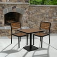 thumbnail image 5 of Flash Furniture Lark 3-Piece Outdoor Dining Table and Chairs Set, Faux Teak Poly Slats, 5 of 13