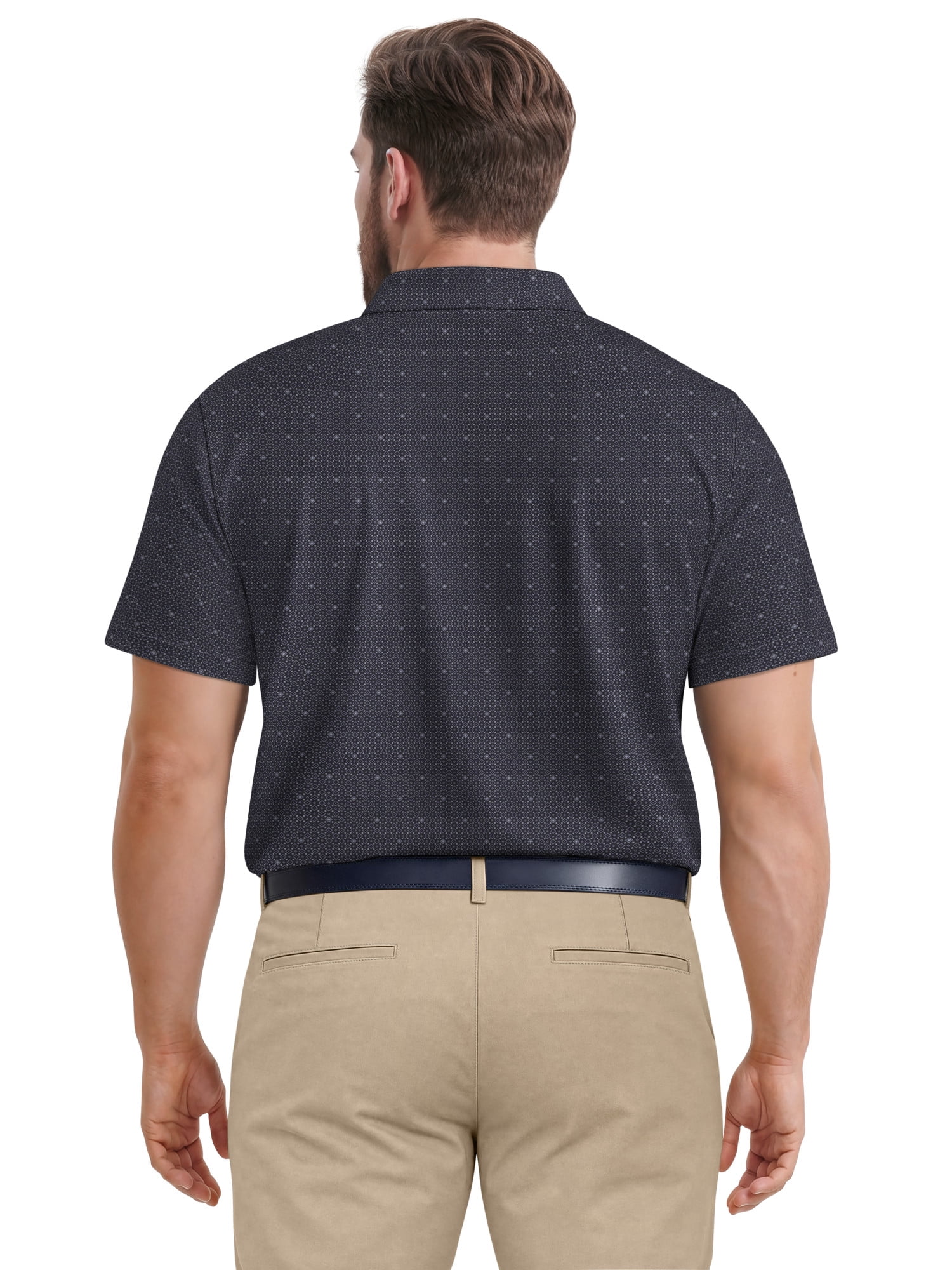 Ben Hogan Performance Men's & Big Men's Gentleman Geo Print Short Sleeve Golf Polo Shirt, Sizes S-4XLT