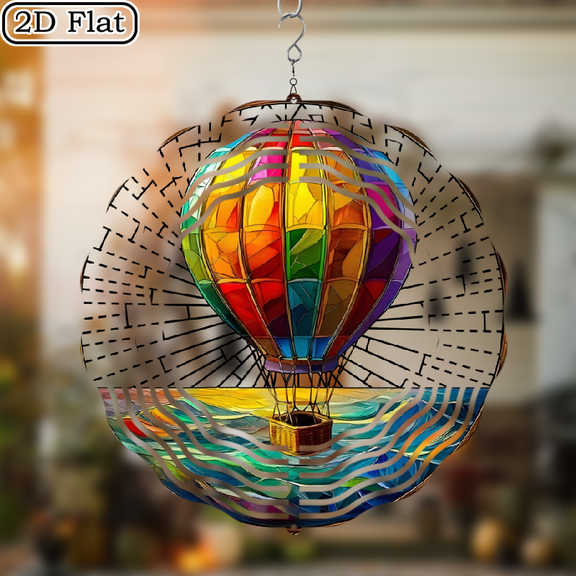 3D Rotating Hot Air Balloon Hanging Wind Chime -360 degree Rotating Design Courtyard Garden Decoration Modern Art Natural Inspiration Wind Chime 10 * 10 No Electricity Required