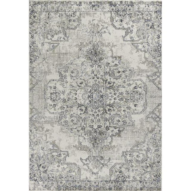 3 ft. 3 in. x 4 ft. 11 in. Polypropylene Ivory & Grey Area Rug