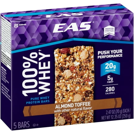 EAS ® 100% Whey protéines d'amandes Toffee oz. Barres de 5 à 2,47 Boîte