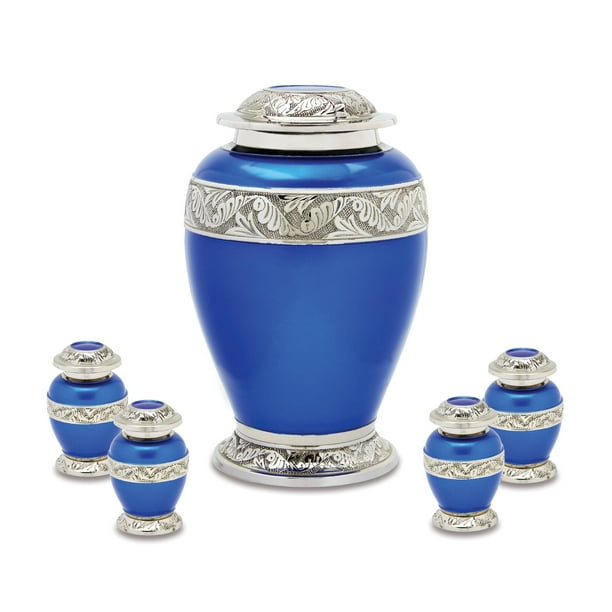 Urnsdirect2u Berkshire Blue Adult Cremation Urn with 4 Tokens, 232