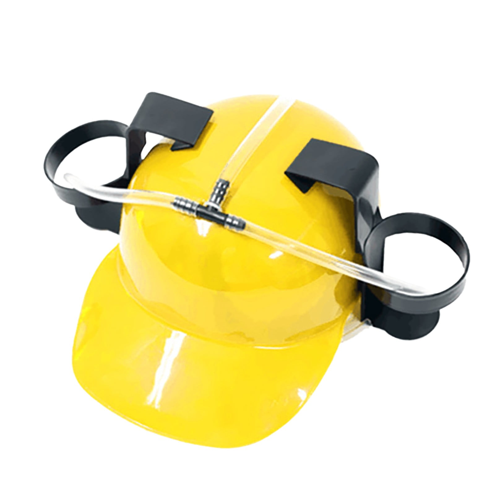 Drinking Hat Drinking Beverage Hard Hat Helmet Beer Soda Can Holder Cap with Straw Lazy for Holiday Birthday Festive Party Yellow 