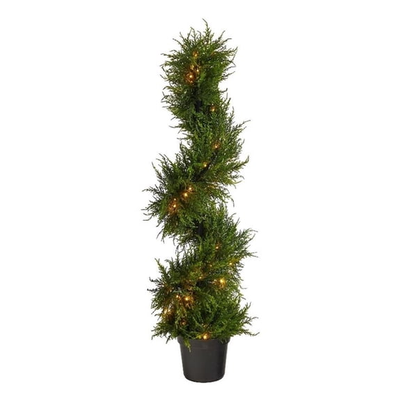 Nearly Natural Prelit 45" Spiral Cypress Artificial Tree UV Resistant