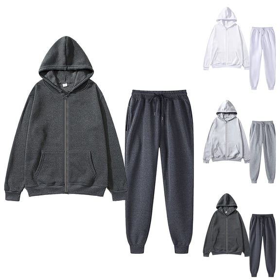 KKBOTIVE Men's Zip Up Sweatsuit - Casual Sweater Suit Loose Cardigan Hoodie Sweatpants 2 Piece Set Mens Fall Winter Tracksuit ( Dark Gray Size: XL )
