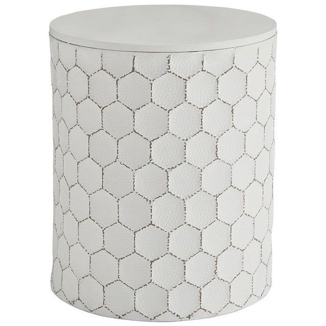 Bowery Hill Round Indoor/Outdoor Metal Accent End Table in White