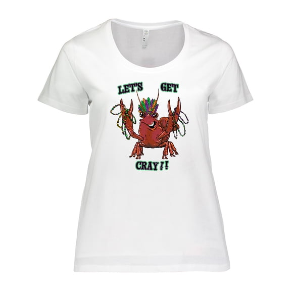 Inktastic Mardi Gras Let's Get Cray Crayfish with Beads Women's Plus Size T-Shirt