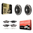 thumbnail image 1 of Transit Auto Rear Coated Drilled Slotted Disc Brake Rotors and Semi-Metallic Pads Kit for Car Jeep Grand Cherokee Dodge Durango WK KDF-100469, 1 of 11