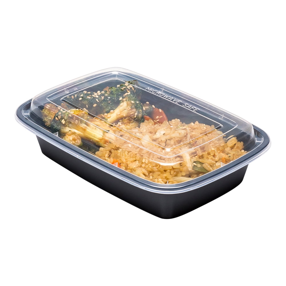 Disposable Plastic ToGo Containers And Lids Rectangle Black With