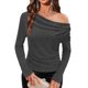 thumbnail image 5 of Xuyuer Women's Solid Color V-Neck Long Sleeve Pullover, Pile Casual Fashion Top for Women's Blouses Collection, 5 of 9