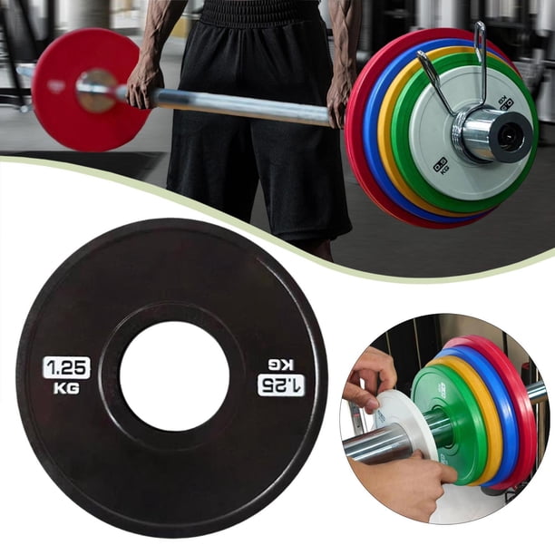 Disco de cambio de peso, equipo de entrenamiento con pesas, compacto, de goma y acero, universal, pequeño, para levantamiento de pesas, gimnasio en 125 kg Negro