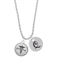 thumbnail image 1 of Delight Jewelry Silvertone Domed Black B Pharm Silvertone Script Initial Disc - Q - Charm Necklace, 20"+3", 1 of 4