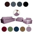 thumbnail image 2 of Golden Linens 3-Piece SlipCover Set for Sofa Loveseat Couch Arm Chair, Stretch ((4 Way)) to Fit /Slipcovers Set, Furniture Protector Cover Set, Wrinkle Free# Yafa Light Purple, 2 of 7