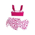 thumbnail image 1 of REDARER Girls' 3-Piece Heart Print Bikini Swimsuit – Kids Swimwear Bathing Suit Set,Size 8-9 Years, 1 of 5