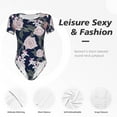 thumbnail image 6 of Uemuo Rose Flowers Pattern Women's One Piece Short Sleeve Swimsuit Rash Guard Surfing Modest Quick-drying Swimsuit Beach Essentials-XX-Large, 6 of 9