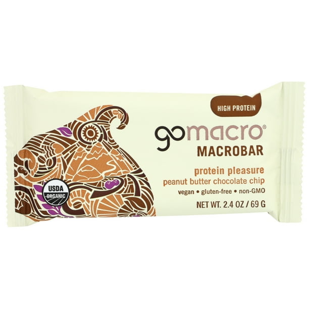 Gomacro Macrobar Vegan Bar, Peanut Butter Chocolate Chip, 2.4 Oz , Pack