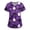 Dark Purple, variant on Halloween Scrub Tops for Women Plus Size Funny Print V Neck Loose Trendy Graphic Tees Cute Halloween Printed Holiday Nurse Uniform Shirts with Pockets Ginger S