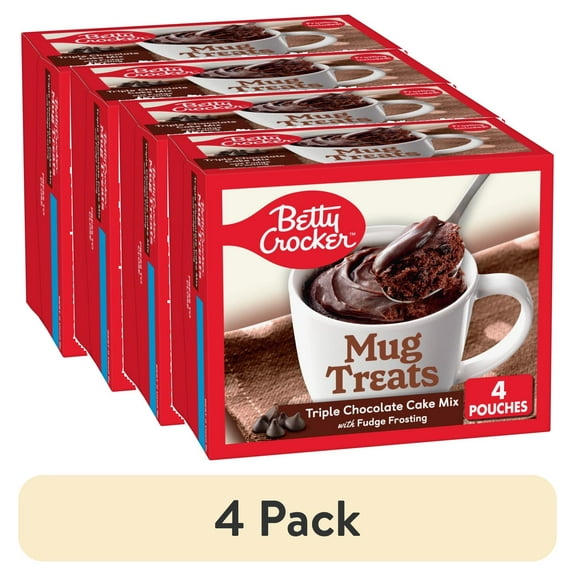 (4 pack) Betty Crocker Mug Treats Triple Chocolate Cake, 12.5 oz