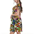 thumbnail image 4 of Lsque Mario Print Women's Casual Dress T-Shirt Summer Short Sleeve Scoop Neck Swing Dresses, 4 of 7