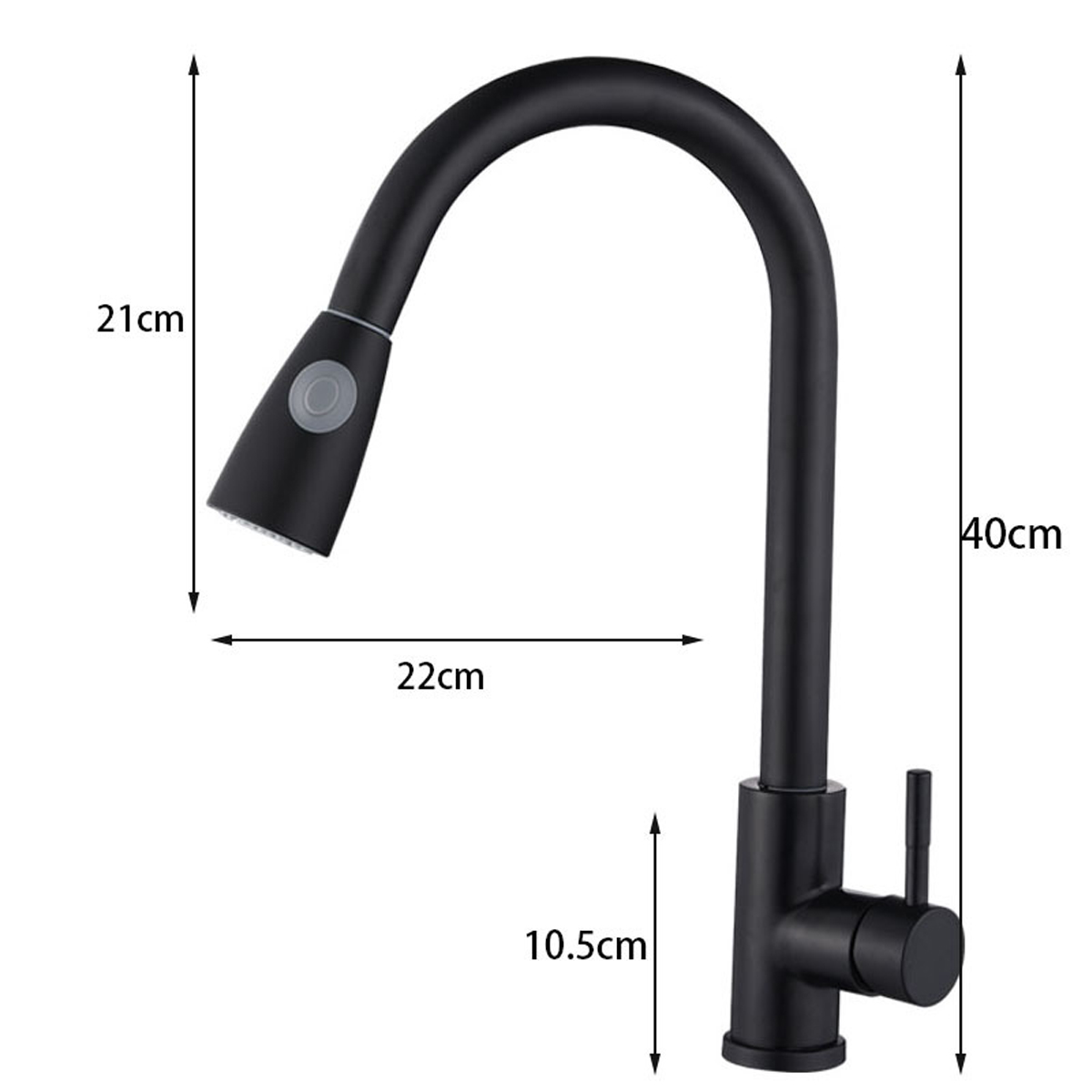 Stoneway Kitchen Sink Faucet with Pull Down Sprayer Black, High Arc Single Handle with Hose, Commercial Modern rv Solid Brass, Matte Black - image 3 of 7