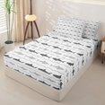 thumbnail image 3 of Manfei Cartoon Shark Zipper Full Size Comforter Sets with Fitted Sheet and 2 Pillowcases, Simple Abstract Wave Zipper Bedding Set, White Gray, Gray Reversible, 4-Piece, 3 of 7