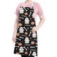 thumbnail image 5 of Black Halloween Ghosts Pumpkins and Bones Apron-Garden Aprons for Women with Pockets-Cotton Linen Waterproof Kitchen Cooking Gardening Aprons Adjustable for Kitchen,Cooking,BBQ and Salon 32"x27", 5 of 7