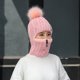 thumbnail image 3 of 2024Conjunto de gorro y bufanda de punto de invierno Gorro con cremallera Bufanda con orejeras Forro polar Esquí con pompón Gorro térmico Calentador de cuello para mujeres Hombres, 3 of 3