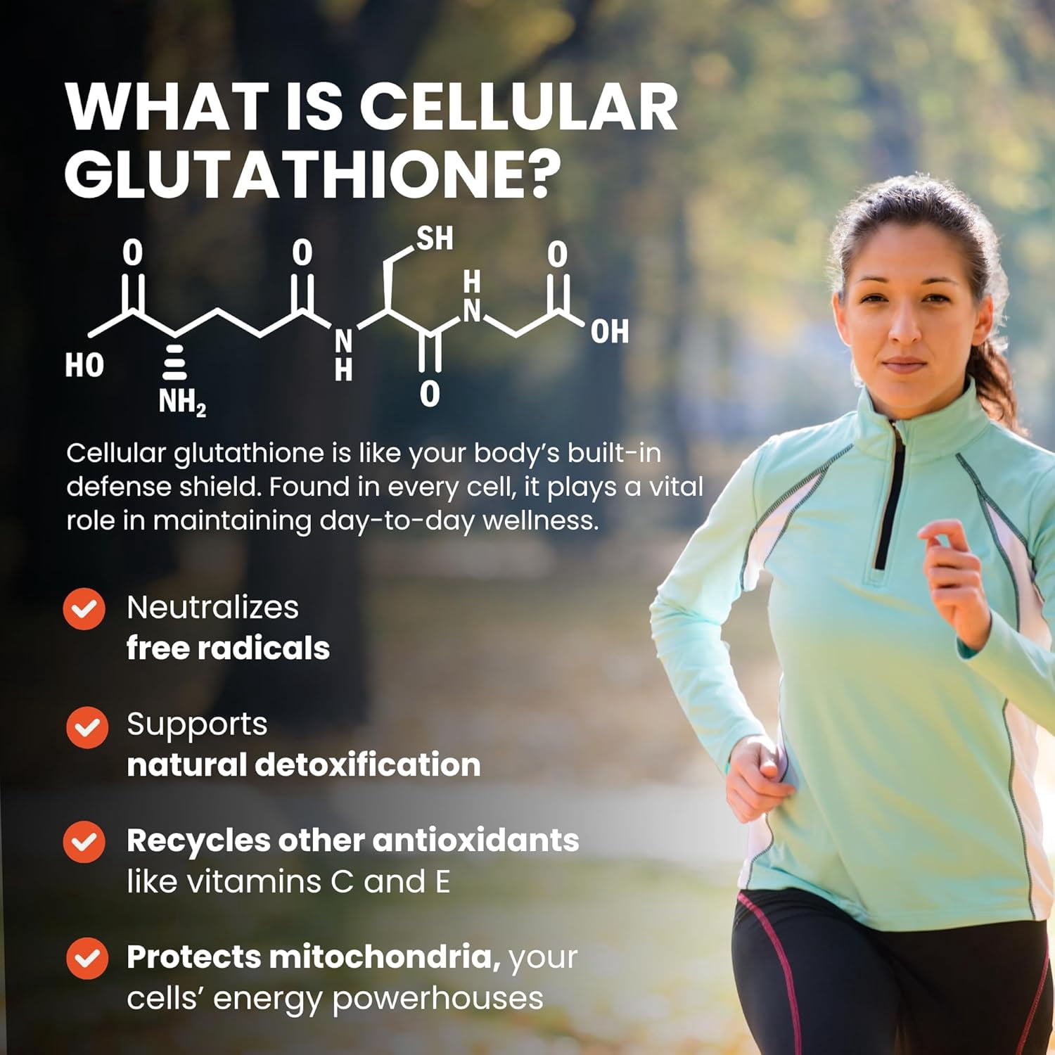 CONTINUAL - G Glyteine 400 mg Capsules | Cellular‑Enhancing Glutathione Supplement | Powerful Antioxidant Support | 30‑Day Supply (60 Capsules)