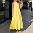 thumbnail image 5 of Miluxas Women's High Neck Sleeveless Pleated Maxi Dress A-Line Casual Loose Flowy Long Dress Cocktail Party Dress Summer Beach Vacation Outfits Yellow, 5 of 5
