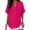Hot Pink, variant on Oversized Loose Fit Cotton Linen Blend Daily Tops for Women, Henley Notch V Neck Raglan Short Sleeve Curved Arc Hem Lightweight Vacation Casual Blouse Hot Pink XXL