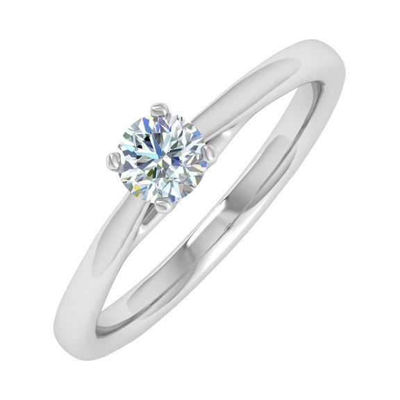 0.2 Carat Prong Set Solitaire Diamond Engagement Ring Band in 14K White Gold (Ring Size 7)