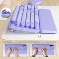 thumbnail image 3 of Wireless Keyboard and Mouse Combo - Retro Round Keycaps, Detachable Wrist Rest, Foldable Legs, 2.4GHz Full-Size Keyboard Purple, 3 of 7