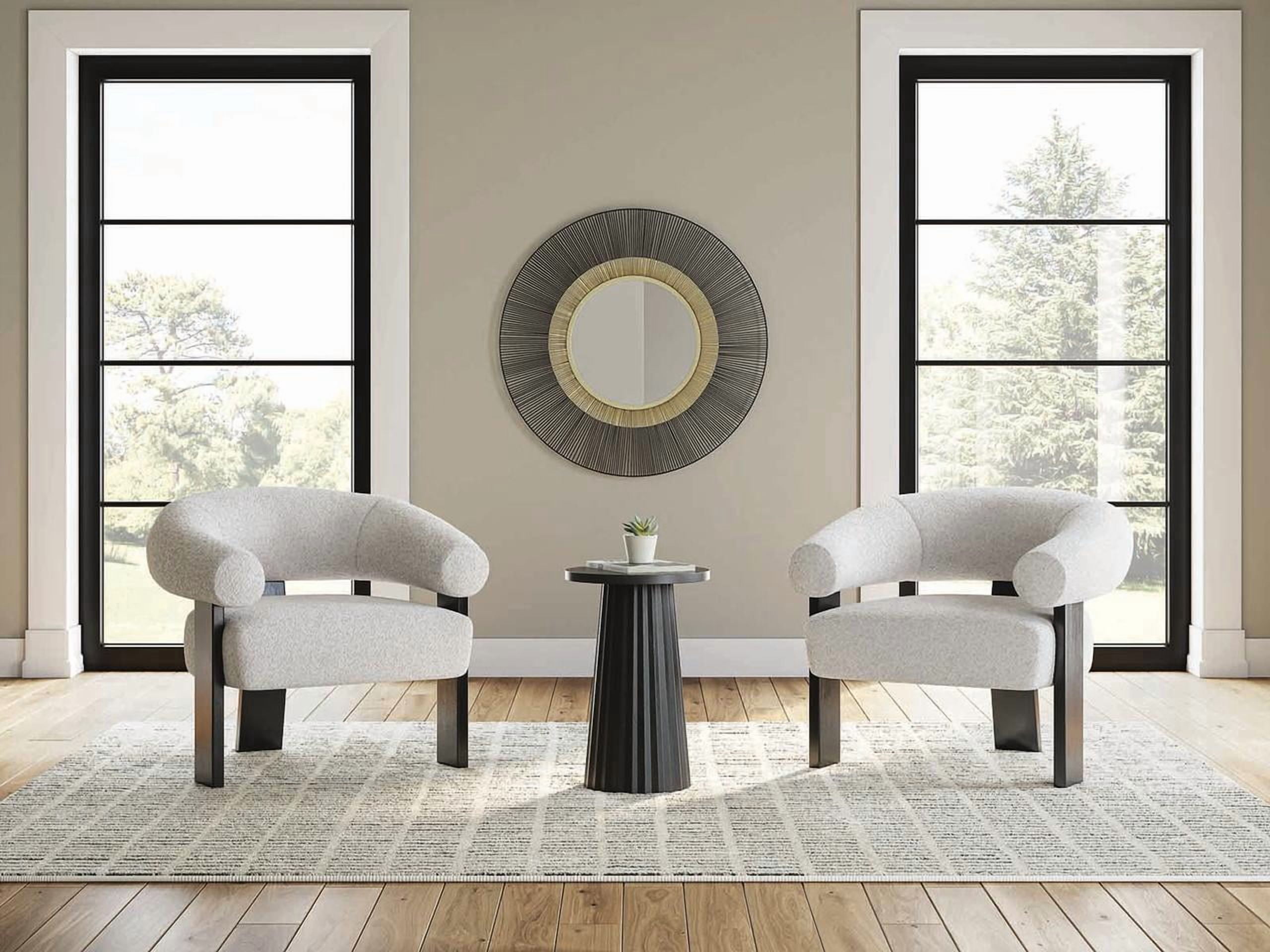 (2 pack) Signature Design by Ashley Dultish Barrel Back Accent Chair, Snow Gray