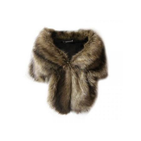 Women Winter Warm Wrap Noble Long Shawl Stole Faux Fur Wrap Shrug Scarf