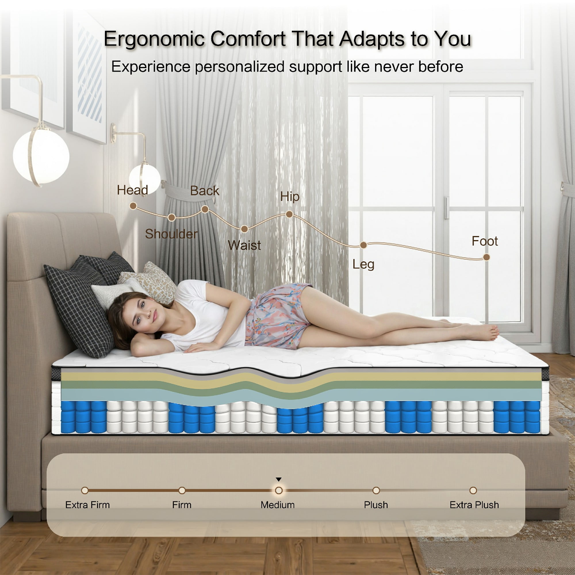 Full Mattress 12 inch, CARZZI LIFE Full Size Mattress in a Box, Gel Memory Foam and Wrapped Pocket Hybrid Spring Mattress, Medium Firm, Zoned Pressure Relief, Edge Support, 365-Night Trial